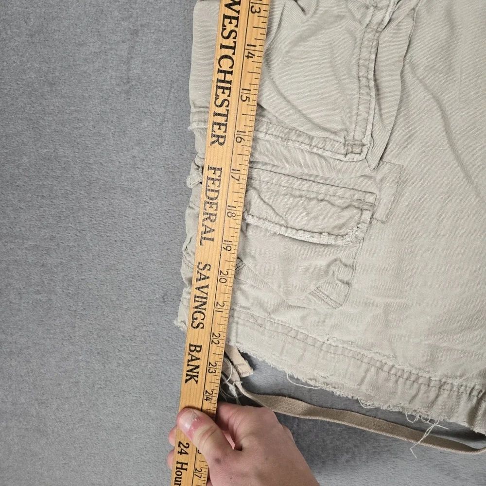 Abercrombie & Fitch Cargo Shorts 34 Beige Vintage Fatigues Military Distressed